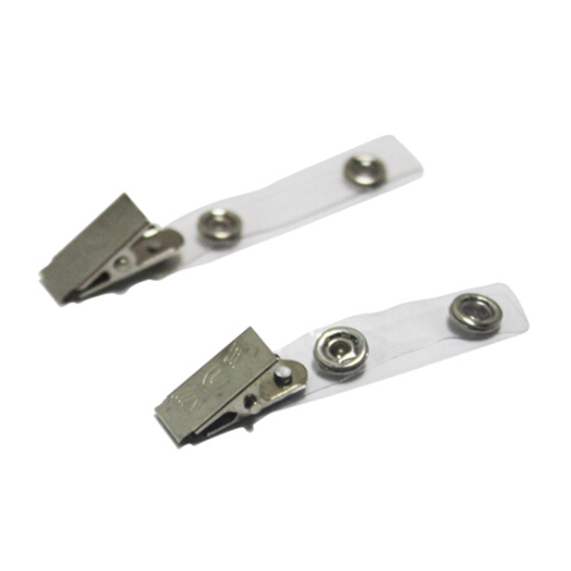 100Pcs Premium Metal Badge Clips With Clear PVC Straps For ID Cards, Badge Holders